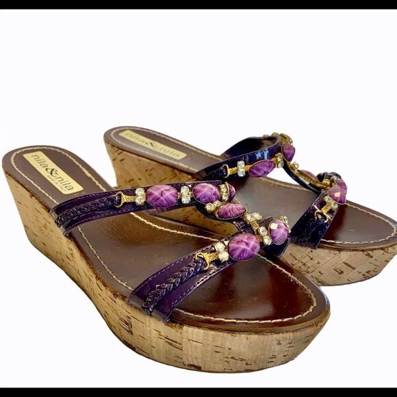 Nils & Nila purple rhinestone and jewel sandals - Picture 3 of 8